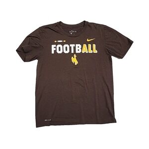 The Nike Tee Dri-Fit Wyoming Cowboys Football Brown NCAA Shirt Men's Medium